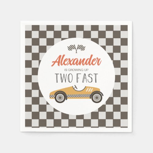 Two Fast Race Car Birthday Napkins