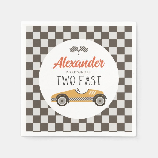 Two Fast Race Car Birthday Napkins (Front)