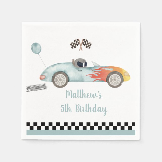 Two Fast Race Car Birthday Napkins (Front)
