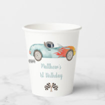 Two Fast Race Car Birthday Paper Cups