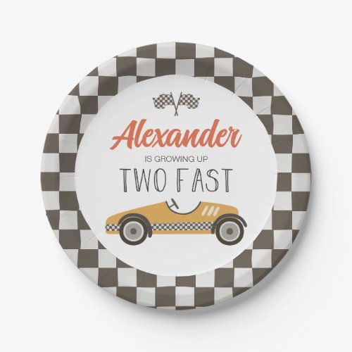 Two Fast Race Car Birthday Paper Plates