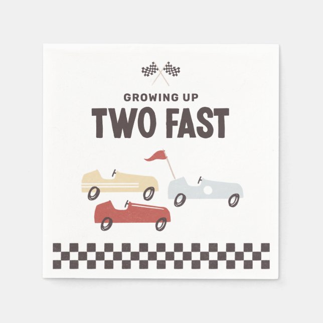 Two Fast Race Car Birthday Party Napkins (Front)