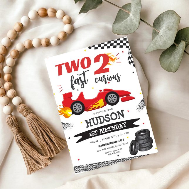 Two Fast Race Car Boy 2nd Birthday Invitation (Creator Uploaded)