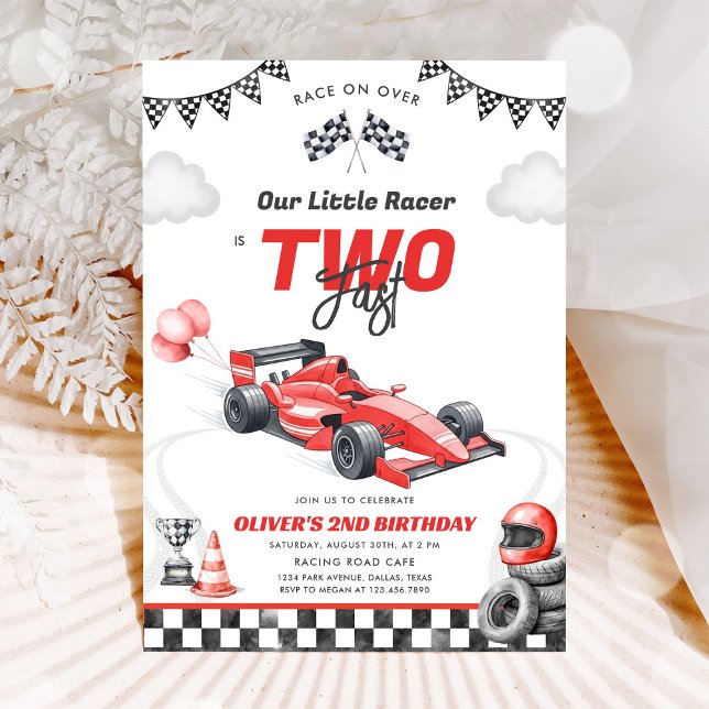 Two Fast Race Car Boy 2nd Birthday Invitation (Creator Uploaded)