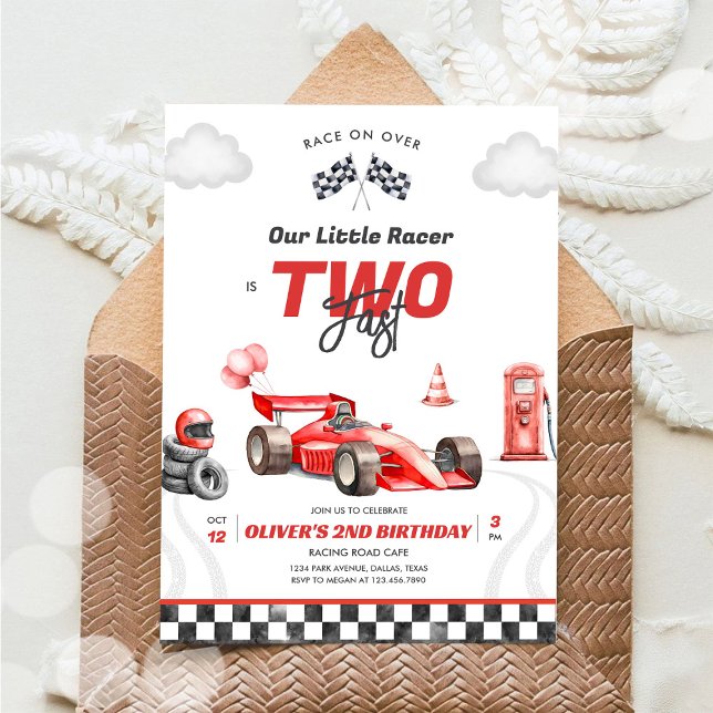 Two Fast Race Car Boy 2nd Birthday Invitation (Creator Uploaded)
