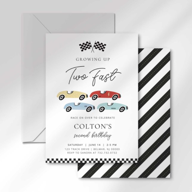 Two Fast Race Car Boy 2nd Birthday Invitation (Creator Uploaded)