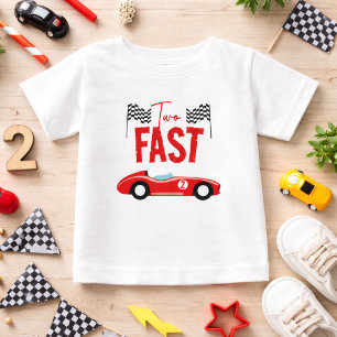 Two Fast Race Car Boy 2nd Birthday Party Baby T-Shirt