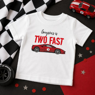 Two Fast Race Car Boy 2nd Birthday Party Baby T-Shirt