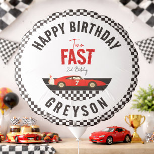 Two Fast Race Car Boy 2nd Birthday Party Balloon
