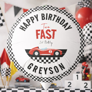 Two Fast Race Car Boy 2nd Birthday Party Balloon