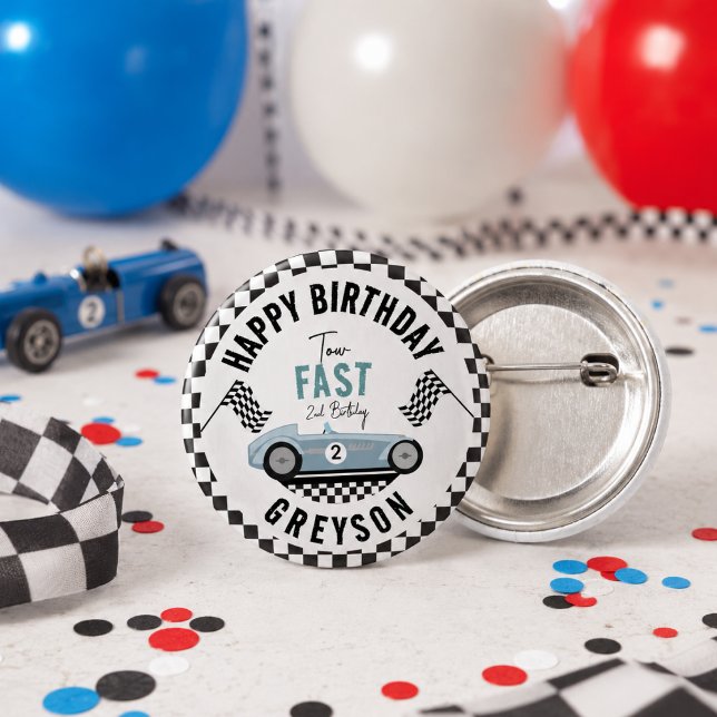 Two Fast Race Car Boy 2nd Birthday Party Button (Two Fast Race Car Boy 2nd Birthday Party Button
)
