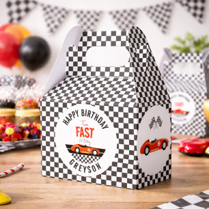 Two Fast Race Car Boy 2nd Birthday Party Favor Boxes