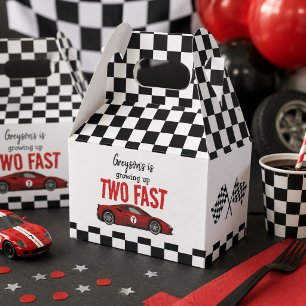 Two Fast Race Car Boy 2nd Birthday Party Favor Boxes