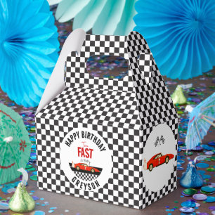 Two Fast Race Car Boy 2nd Birthday Party Favor Boxes