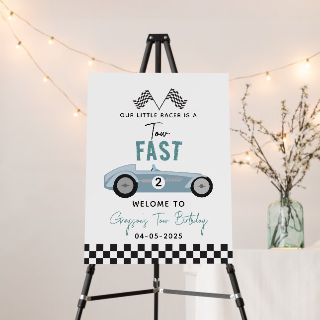 Two Fast Race Car Boy 2nd Birthday Party  Foam Board (In Situ (Stand))