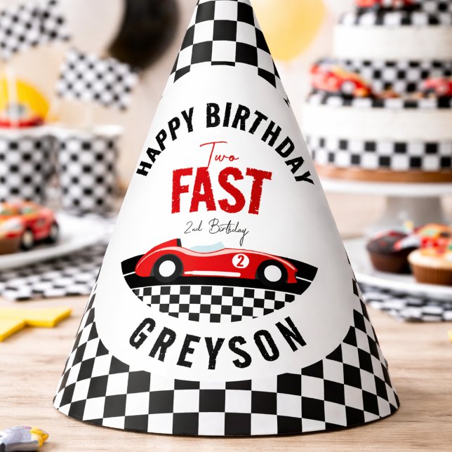 Two Fast Race Car Boy 2nd Birthday Party Hat (Two Fast Race Car Boy 2nd Birthday Party Hat
)