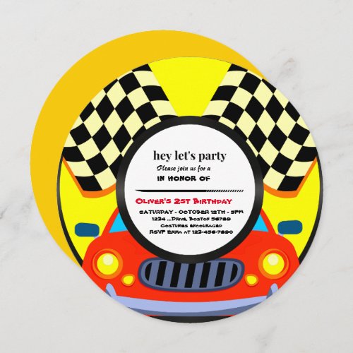 Two Fast Race Car Boy 2nd Birthday Party  Invitati Invitation