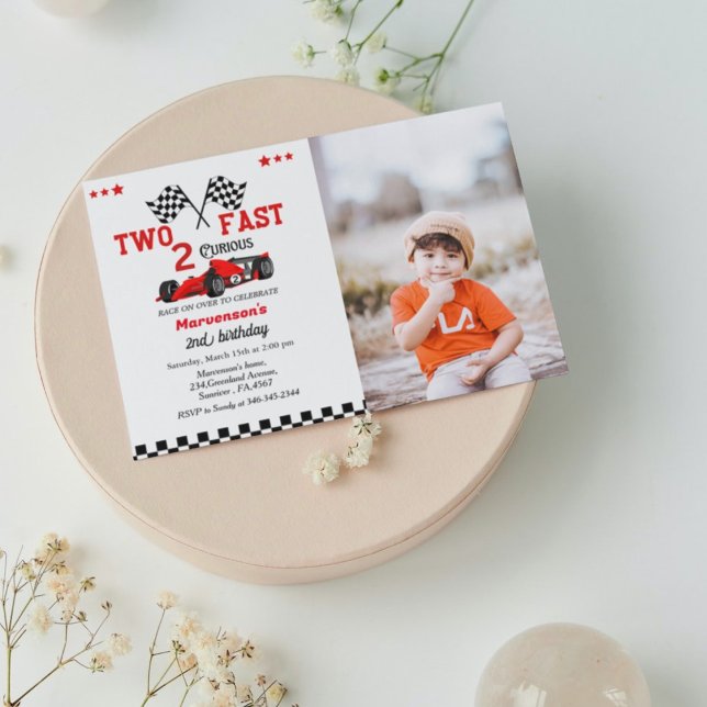Two fast race car boy 2nd birthday party  invitati invitation (Creator Uploaded)