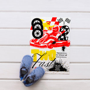 Two Fast Race Car Boy 2nd Birthday Party Invitatio Invitation