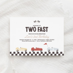 Two Fast Race Car Boy 2nd Birthday Party Invitatio Invitation