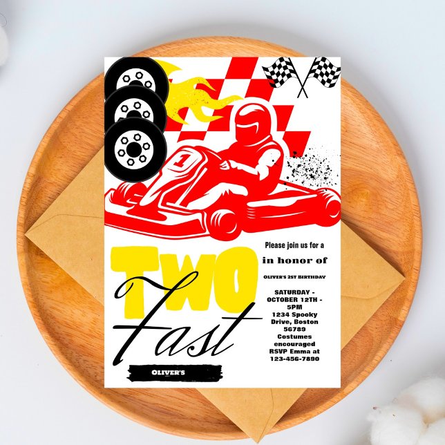 Two Fast Race Car Boy 2nd Birthday Party Invitatio Invitation (Creator Uploaded)