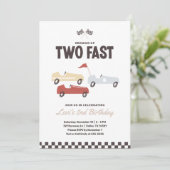 Two Fast Race Car Boy 2nd Birthday Party Invitation (Standing Front)