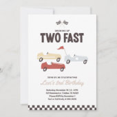 Two Fast Race Car Boy 2nd Birthday Party Invitation (Front)