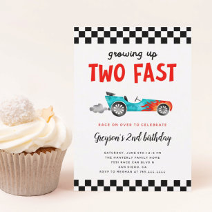 Editable Racing Car Birthday Invitation Growing Up Two Fast Invite