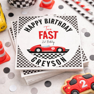 Two Fast Race Car Boy 2nd Birthday Party Napkins