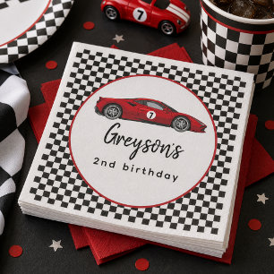 Two Fast Race Car Boy 2nd Birthday Party Napkins