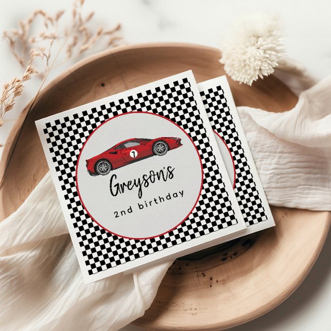 Two Fast Race Car Boy 2nd Birthday Party Napkins (Creator Uploaded)