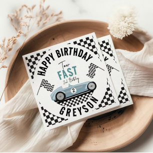 Two Fast Race Car Boy 2nd Birthday Party Napkins