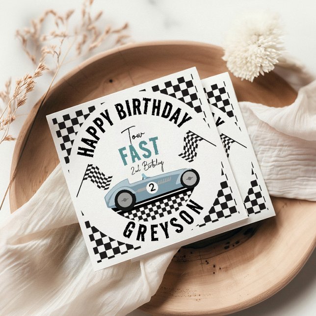 Two Fast Race Car Boy 2nd Birthday Party Napkins (Creator Uploaded)
