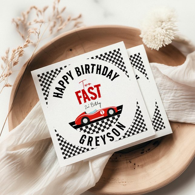 Two Fast Race Car Boy 2nd Birthday Party Napkins (Creator Uploaded)