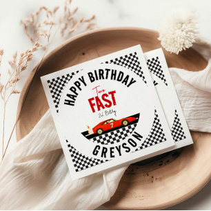 Two Fast Race Car Boy 2nd Birthday Party Napkins