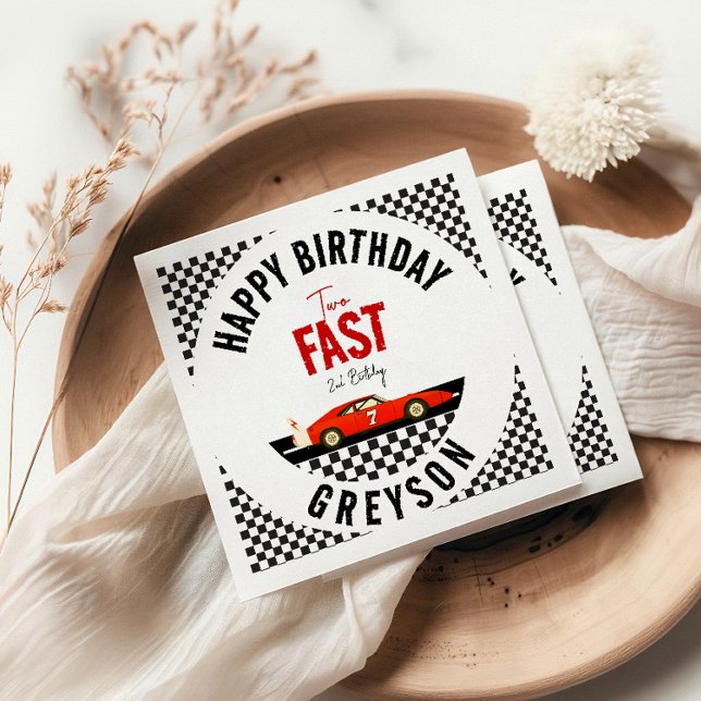 Two Fast Race Car Boy 2nd Birthday Party Napkins (Creator Uploaded)