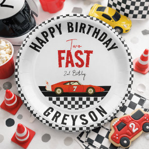 Two Fast Race Car Boy 2nd Birthday Party Paper Plates