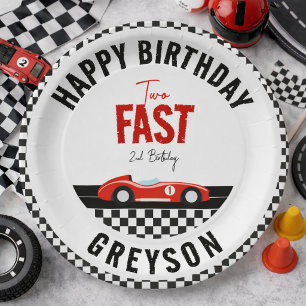 Two Fast Race Car Boy 2nd Birthday Party Paper Plates