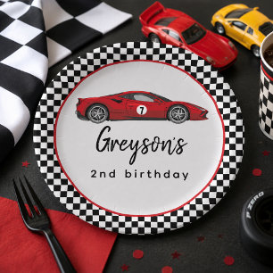 Two Fast Race Car Boy 2nd Birthday Party Paper Plates
