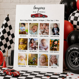Two Fast Race Car Boy 2nd Birthday Party Photo  Foam Board
