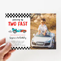 Growing Two Fast Birthday Invitations Racing Cars Party 