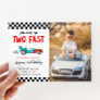 Two Fast Race Car Boy 2nd Birthday Party Photo Invitation