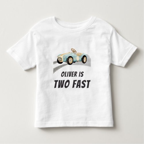 Two Fast Race Car Boy 2nd Birthday Party T_Shirt