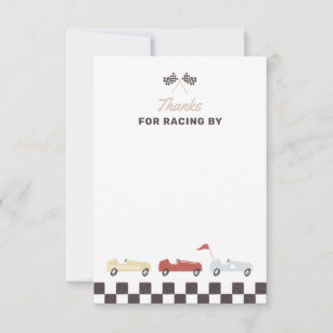 Two Fast Race Car Boy 2nd Birthday Party Thank You Card