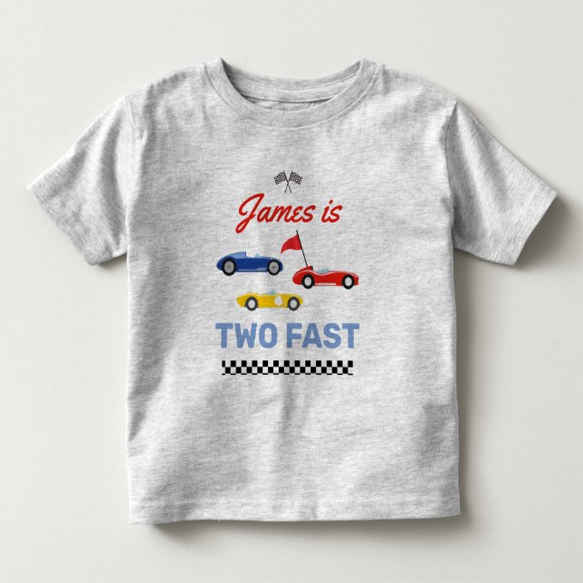 Two Fast Race Car Boy 2nd Birthday Toddler T-shirt (Front)