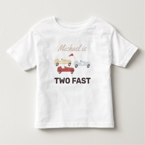 Two Fast Race Car Boy 2nd Birthday Toddler T_shirt