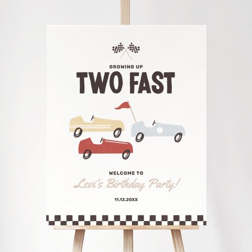 Two Fast Race Car Boy 2nd Birthday Welcome Sign