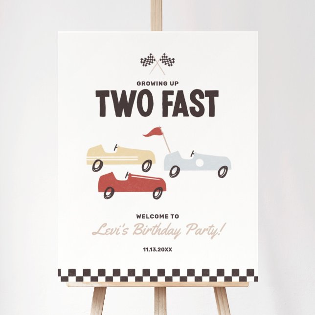 Two Fast Race Car Boy 2nd Birthday Welcome Sign (Creator Uploaded)