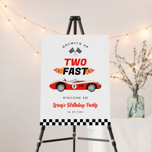 Two Fast Race Car Boy 2nd Birthday Welcome Sign