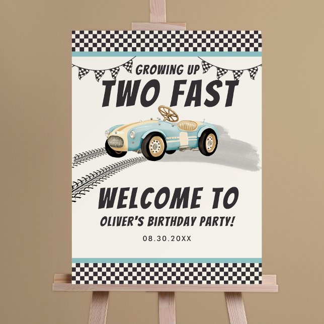 Two Fast Race Car Boy Birthday Party Welcome Sign (Creator Uploaded)